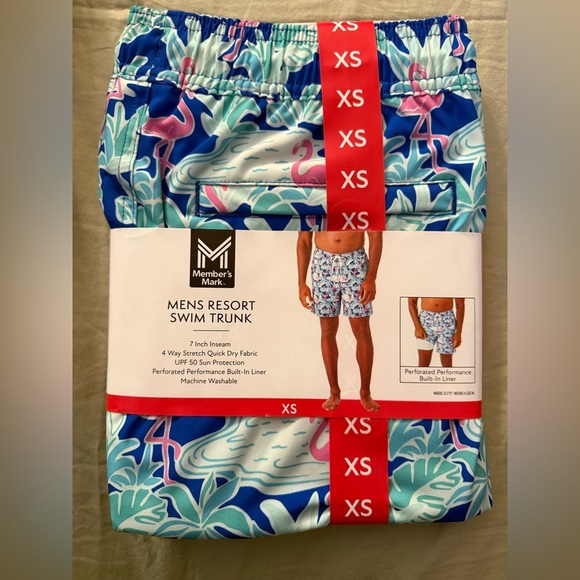 Tropical Flamingo Men's Swim Trunks - Picture 6 of 7